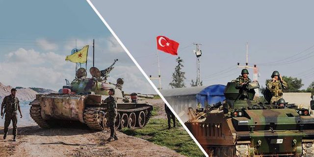 Kurdish T54 vs Turkish APC. Syria, 2017.